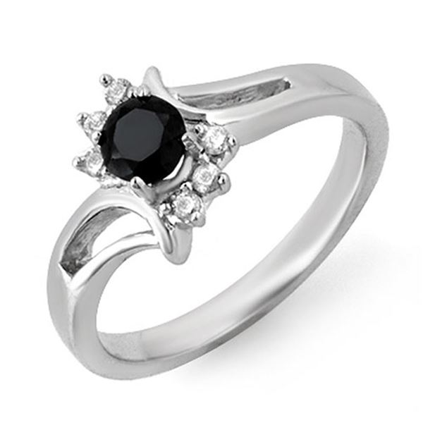 0.53 ctw VS Certified Black & White Diamond Ring 10k White Gold - REF-18H3R