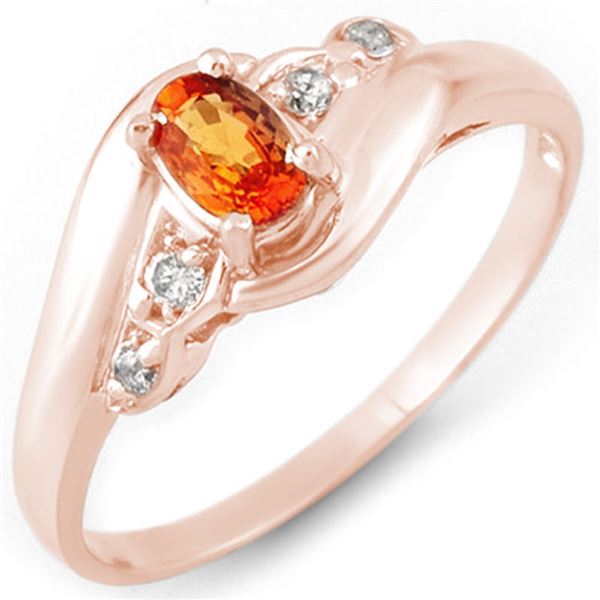 0.42 ctw Orange Sapphire & Diamond Ring 14k Rose Gold - REF-19R9K