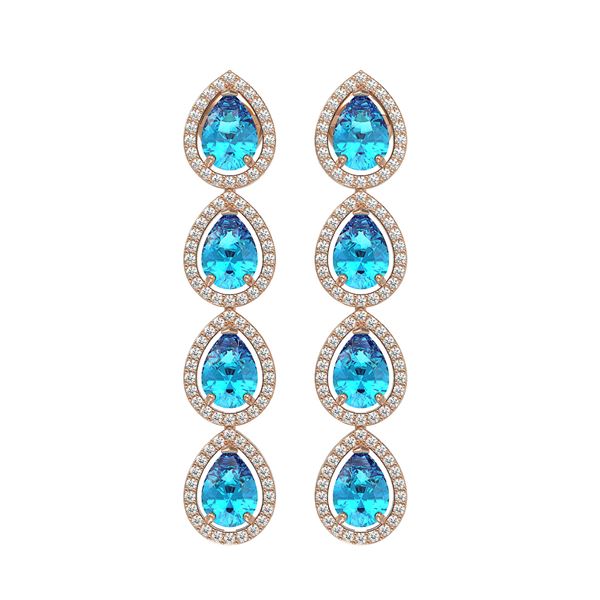 7.81 ctw Swiss Topaz & Diamond Micro Pave Halo Earrings 10k Rose Gold - REF-152F8M