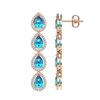 Image 2 : 7.81 ctw Swiss Topaz & Diamond Micro Pave Halo Earrings 10k Rose Gold - REF-152F8M