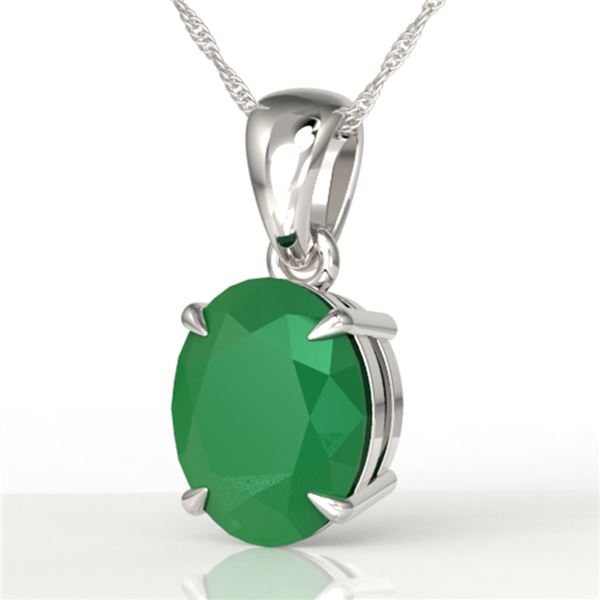 3.50 ctw Emerald Designer Solitaire Necklace 18k White Gold - REF-25A9N