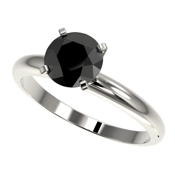 1.50 ctw Fancy Black Diamond Solitaire Engagment Ring 10k White Gold - REF-39G3W