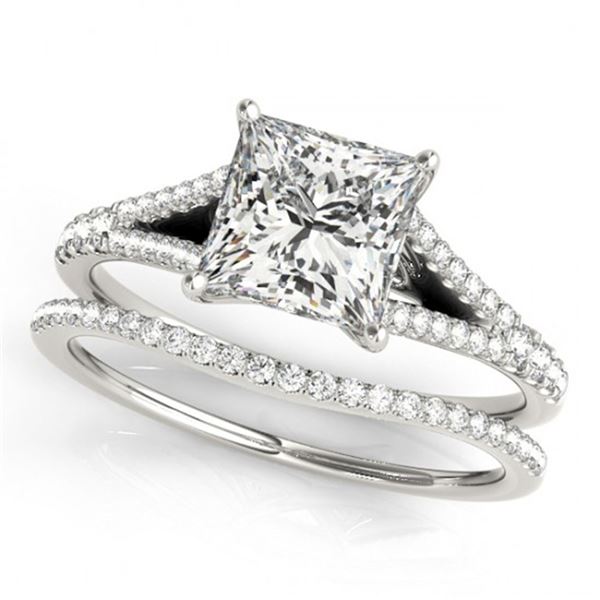 0.94 ctw Certified VS/SI Princess Diamond 2pc Set 14k White Gold - REF-97W3H