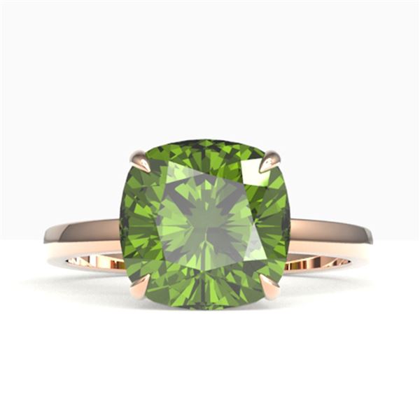 6 ctw Cushion Cut Green Tourmaline Designer Stud Ring 14k Rose Gold - REF-55X2A