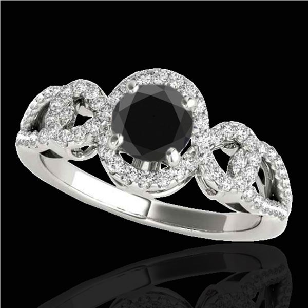 1.38 ctw Certified VS Black Diamond Solitaire Halo Ring 10k White Gold - REF-52G6W