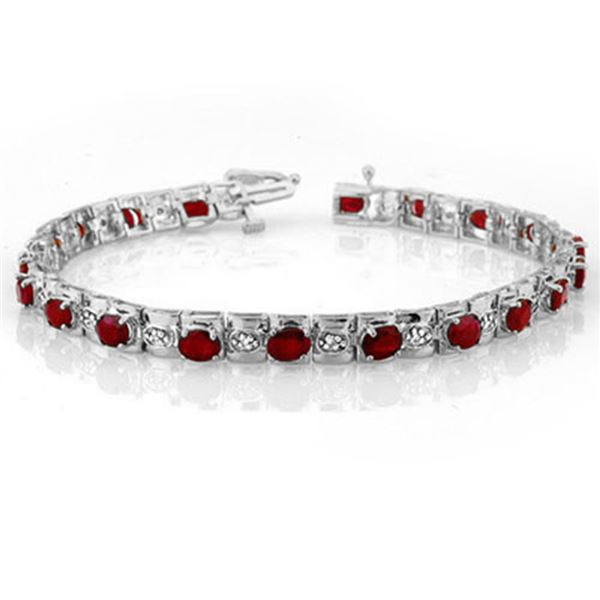 6.09 ctw Ruby & Diamond Bracelet 14k White Gold - REF-109X3A