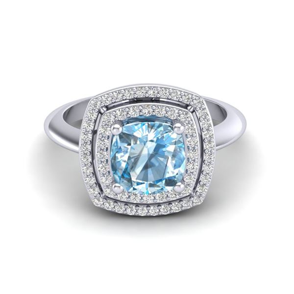 2.02 ctw Sky Blue Topaz & Micro VS/SI Diamond Ring 18k White Gold - REF-49M3G