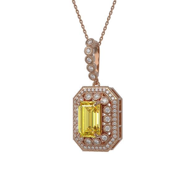 5.82 ctw Canary Citrine & Diamond Victorian Necklace 14K Rose Gold - REF-172Y8X