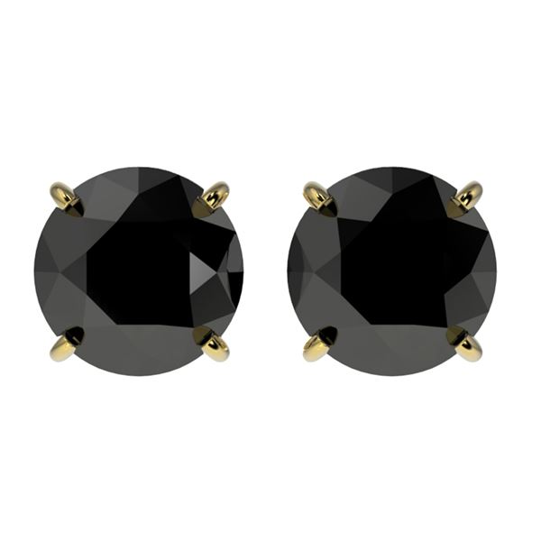 2.13 ctw Fancy Black Diamond Solitaire Stud Earrings 10k Yellow Gold - REF-35K6Y