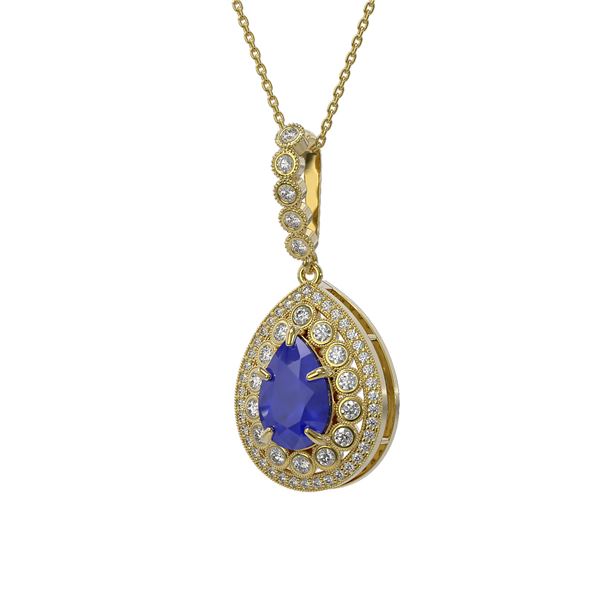 4.97 ctw Sapphire & Diamond Victorian Necklace 14K Yellow Gold - REF-160Y2X