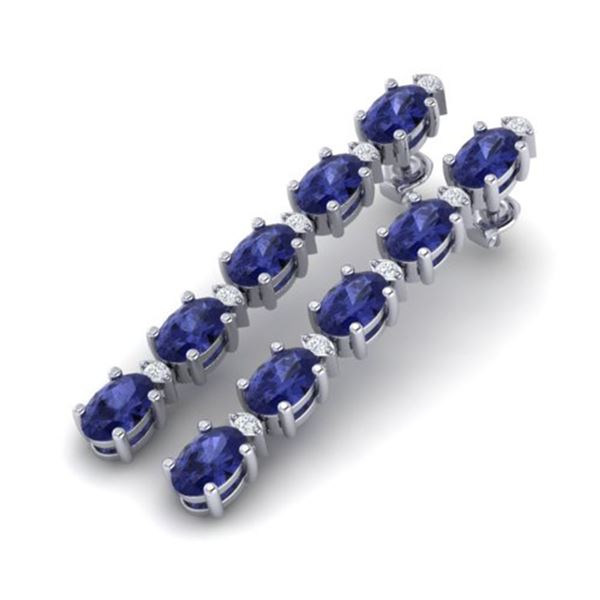 6 ctw Tanzanite & VS/SI Diamond Certified Tennis Earrings 10k White Gold - REF-52A8N