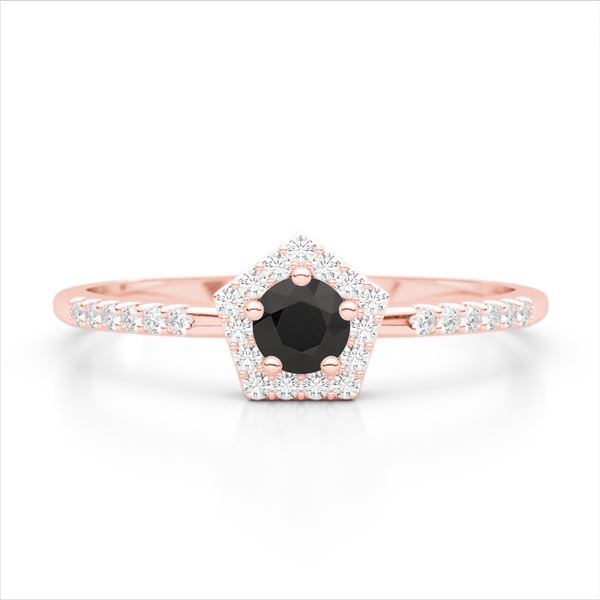 0.45 ctw Micro Pave VS/SI Diamond Halo Solitaire Ring 14k Rose Gold - REF-25W9H