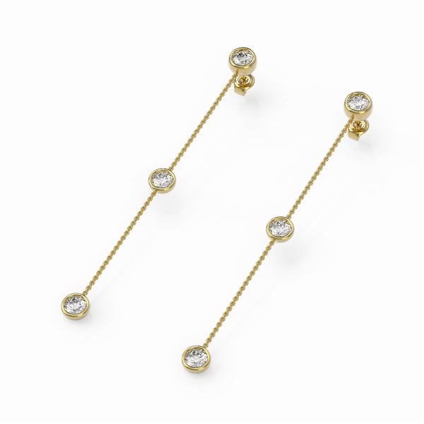 1.5 ctw Diamond Station Earrings 18K Yellow Gold - REF-224Y2X