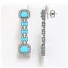 Image 2 : 9.54 ctw Turquoise & Diamond Earrings 14K White Gold - REF-188N9F