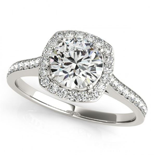 0.85 ctw Certified VS/SI Diamond Halo Ring 18k White Gold - REF-94N3F