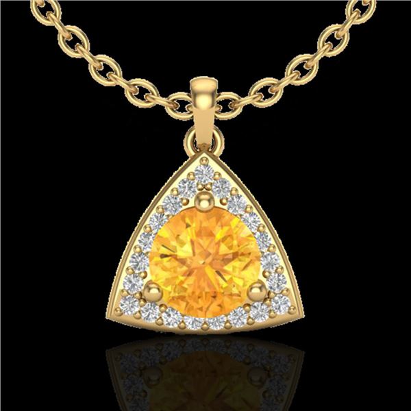 1.50 ctw Citrine & Micro Pave VS/SI Diamond Necklace 18k Yellow Gold - REF-25X9A