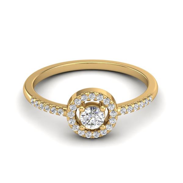 0.40 ctw Micro Pave VS/SI Diamond Certified Ring Halo 18k Yellow Gold - REF-28X8A