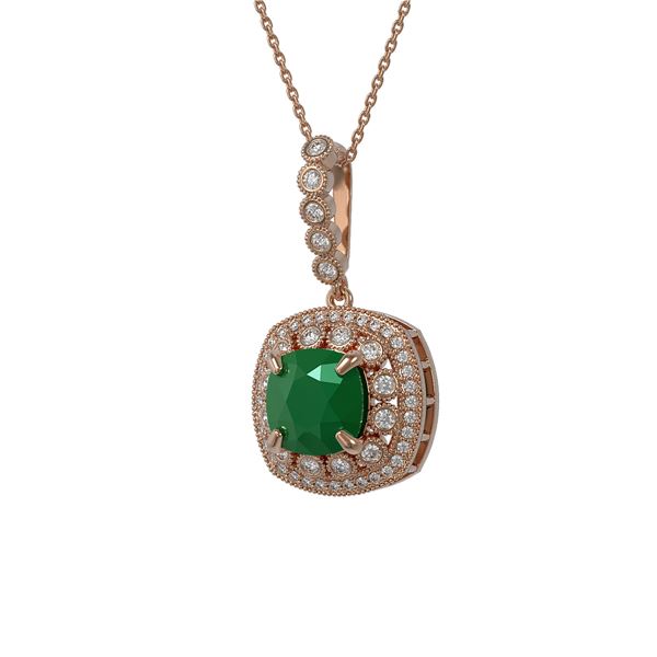 6.58 ctw Certified Emerald & Diamond Victorian Necklace 14K Rose Gold - REF-209F3M