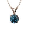 Image 1 : 0.55 ctw Certified Intense Blue Diamond Necklace 10k Rose Gold - REF-34G4W