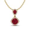 Image 1 : 3.50 ctw Ruby & Micro Pave VS/SI Diamond Necklace 10k Yellow Gold - REF-55G2W