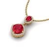 Image 2 : 3.50 ctw Ruby & Micro Pave VS/SI Diamond Necklace 10k Yellow Gold - REF-55G2W