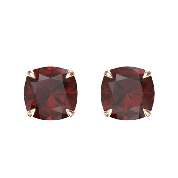 3 ctw Cushion Cut Garnet Designer Stud Earrings 14k Rose Gold - REF-17R8K