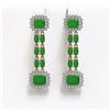 Image 1 : 10.22 ctw Jade & Diamond Earrings 14K Rose Gold - REF-190G5W