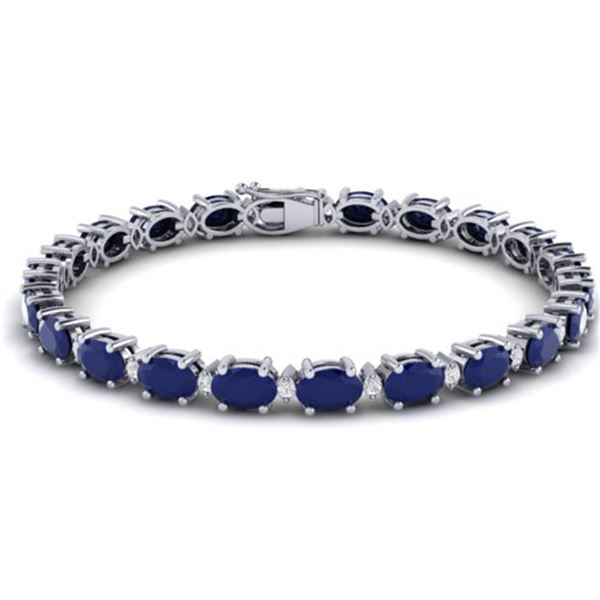 23.5 ctw Sapphire & VS/SI Diamond Eternity Bracelet 10k White Gold - REF-143H6R