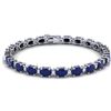 Image 1 : 23.5 ctw Sapphire & VS/SI Diamond Eternity Bracelet 10k White Gold - REF-143H6R
