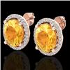 Image 1 : 5 ctw Citrine & Micro Pave VS/SI Diamond Earrings 14k Rose Gold - REF-52Y3X
