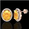 Image 2 : 5 ctw Citrine & Micro Pave VS/SI Diamond Earrings 14k Rose Gold - REF-52Y3X