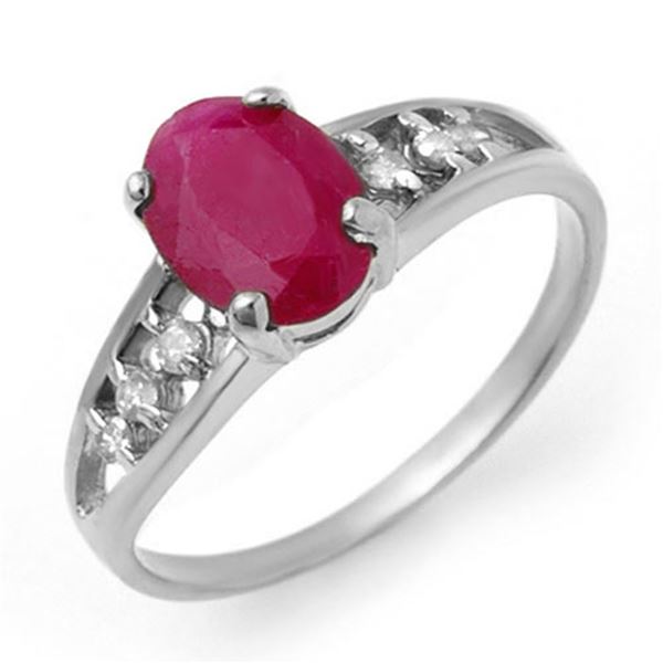 1.70 ctw Ruby & Diamond Ring 18k White Gold - REF-25H9R