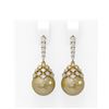 Image 1 : 2 ctw Diamond & Pearl Earrings 18K Yellow Gold - REF-161G3W