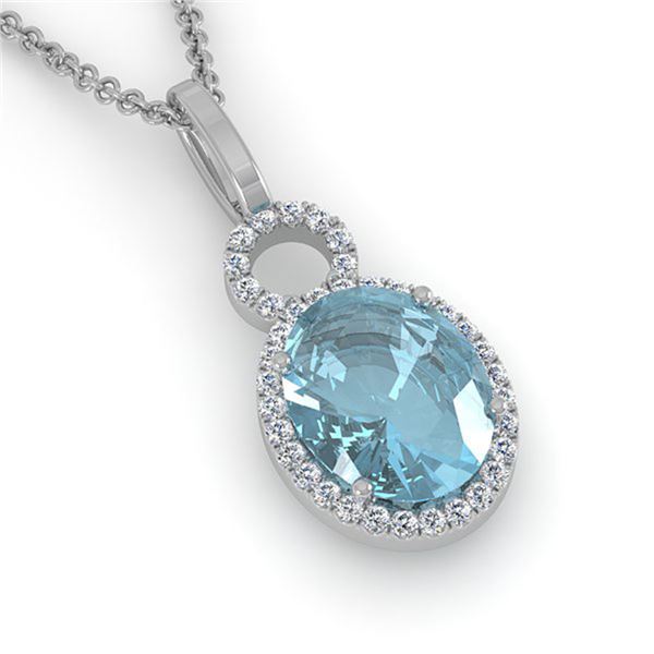 4 ctw Sky Blue Topaz & Micro VS/SI Diamond Necklace 14k White Gold - REF-34Y3X