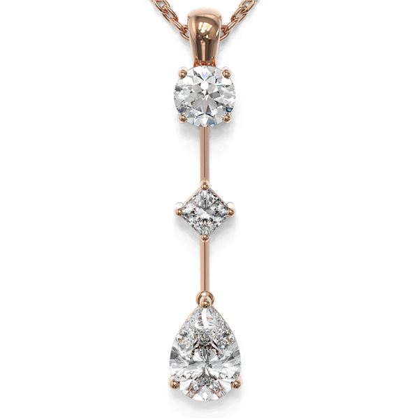 1.16 ctw Pear Cut Diamond Designer Necklace 18K Rose Gold - REF-163A3N