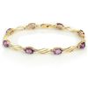 Image 1 : 6.02 ctw Amethyst & Diamond Bracelet 10k Yellow Gold - REF-26M2G