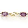 Image 2 : 6.02 ctw Amethyst & Diamond Bracelet 10k Yellow Gold - REF-26M2G