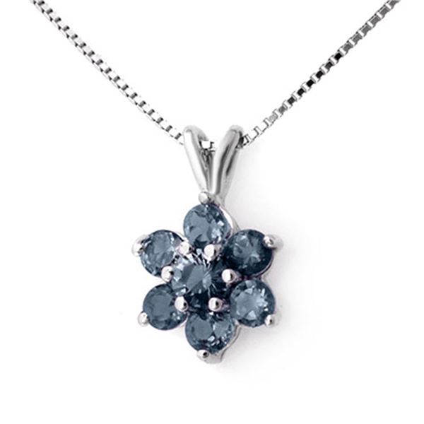 1.10 ctw Blue Sapphire Pendant 10k White Gold - REF-8Y2X