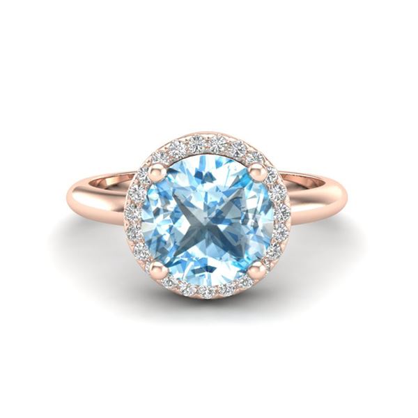 2.70 ctw Sky Blue Topaz & Micro VS/SI Diamond Ring 14k Rose Gold - REF-34W2H