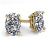 Image 1 : 1.0 ctw Oval Cut VS/SI Diamond Stud Designer Earrings 14k Yellow Gold - REF-121H5R