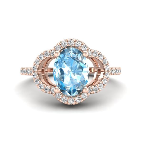2 ctw TOPAZ & Micro Pave VS/SI Diamond Certified Ring 10k Rose Gold - REF-30A2N