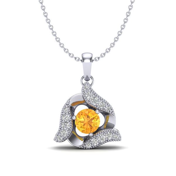 0.40 ctw Citrine & Micro Pave VS/SI Diamond Necklace 18k White Gold - REF-22K5Y