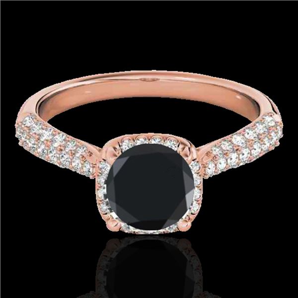 1.50 ctw Certified VS Black Diamond Solitaire Halo Ring 10k Rose Gold - REF-51R3K