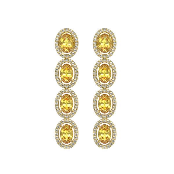 5.4 ctw Fancy Citrine & Diamond Micro Pave Halo Earrings 10k Yellow Gold - REF-143K6Y