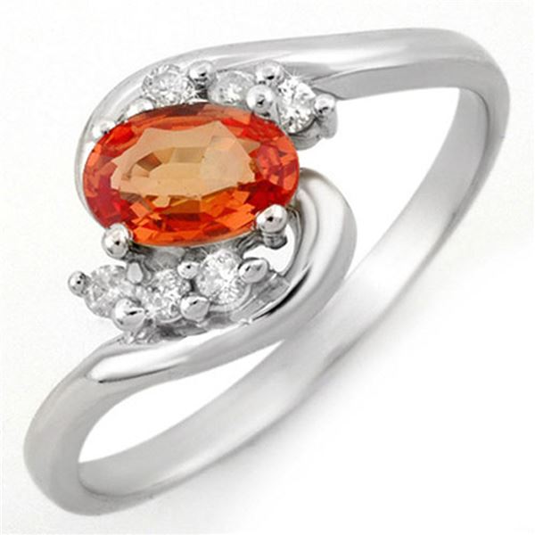 0.70 ctw Orange Sapphire & Diamond Ring 10k White Gold - REF-16K4Y