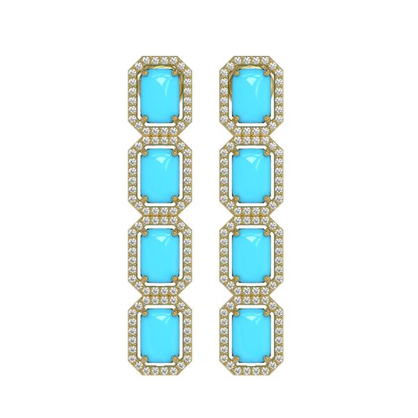 11.13 ctw Turquoise & Diamond Micro Pave Halo Earrings 10k Rose Gold - REF-145H6R