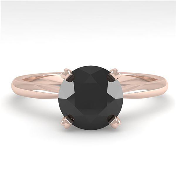 1.50 ctw Black Diamond Engagment Designer Ring 18k Rose Gold - REF-35W6H