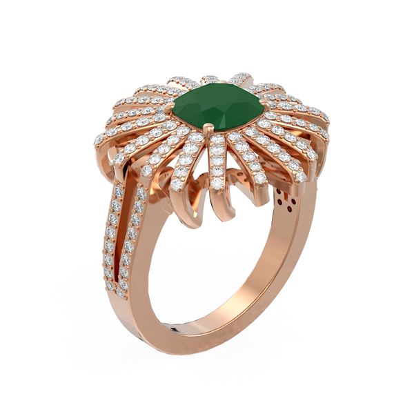 3.35 ctw Emerald & Diamond Ring 18K Rose Gold - REF-183A8N