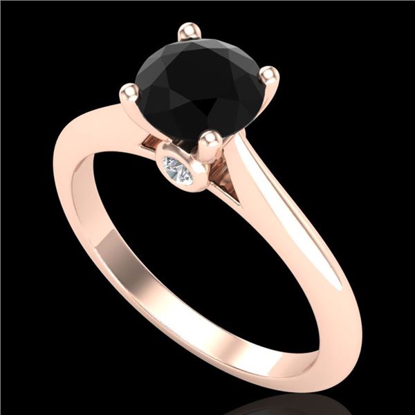 1.08 ctw Fancy Black Diamond Engagment Art Deco Ring 18k Rose Gold - REF-43F6M