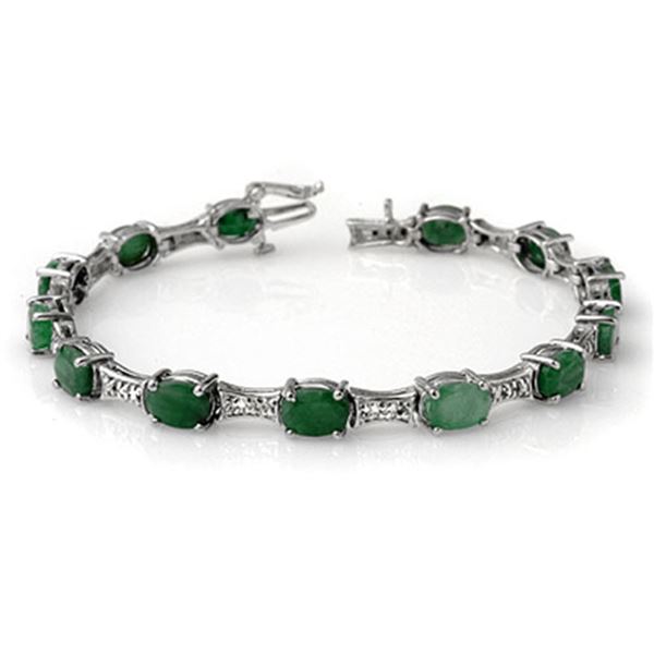 11.04 ctw Emerald & Diamond Bracelet 10k White Gold - REF-125Y5X